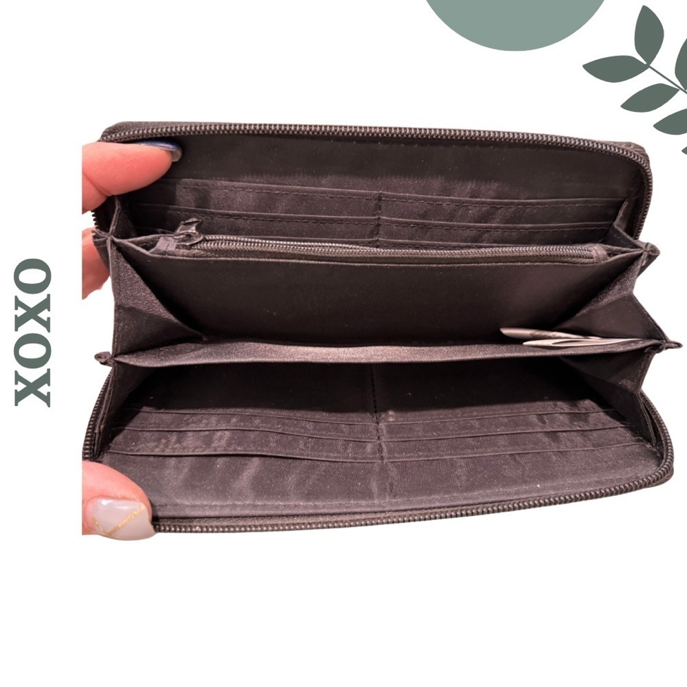 XOXO Black Zip-Around Wallet – Grommet Detail, Multi-Card Slots - Picture 3 of 5